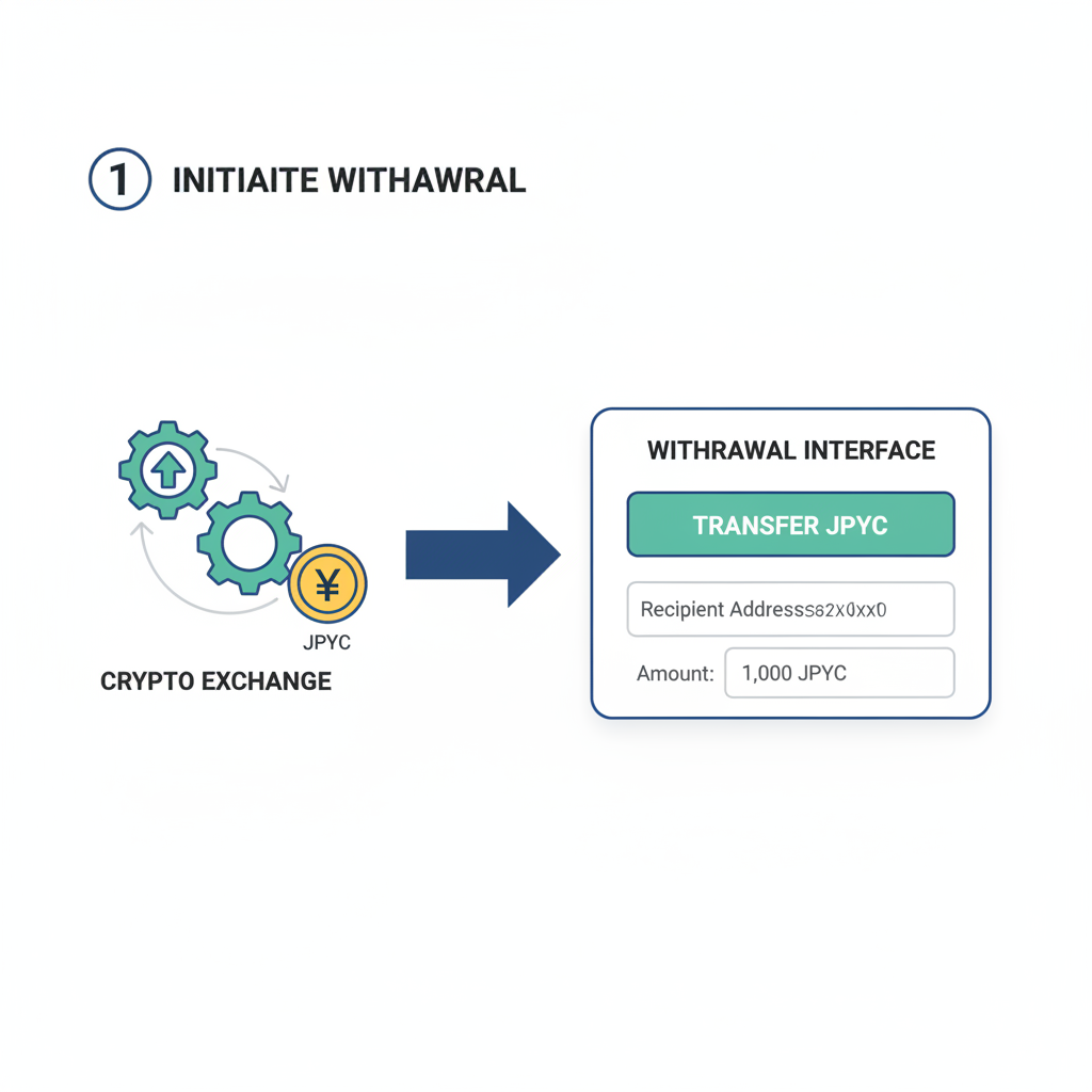 simple graphic of transferring JPYC tokens from exchange to Polygon wallet on blockchain